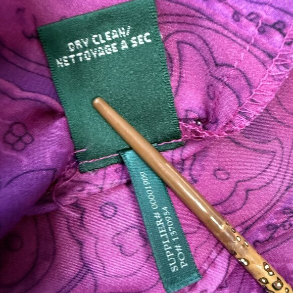 Ralph Lauren Dress Size 10 Pink Fuchsia Paisley Sleeveless A-Line Surplice Midi - Picture 10 of 10